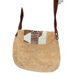 Claudia Firenze Suede Leather Crossbody Bag Purse Cowhide Tan Brown Italy Photo 1
