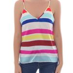 Never Fully Dressed Suki Striped Cami Lightweight Silky Rainbow Stripe US 4 New Blue Photo 0