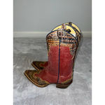 Justin Women's  Red & Brown Crackle Full Grain Heeled Boots Size 7 Photo 2