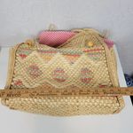 Vintage Woven Straw Seagrass Picnic Basket Bag Cotton Lined Beach Summer Day Out Photo 9