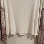 Lavender Field  White Waffle Knit Balloon Sleeve Top Sz L Photo 3