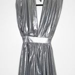 NWT Bluzat Metallic Mini Dress Women's Silver Size X Photo 2