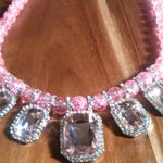 Simulated Pink Sapphire and Austrian Crystal Beaded Silvertone Necklace Photo 4