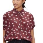 Madewell Maroon Palm Tree Courier Button Down Short Sleeve Top Shirt size Small Photo 2