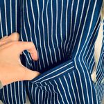 Alice McCALL Mini Lily Lyric Dress 4 Blue & White Denim Pinstripe Lace Up Neck Photo 3