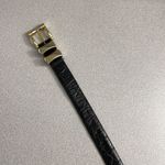 WCM New York Womens Leather Belt Medium Gold Toned Embossed Italian Dress USA Black Photo 2