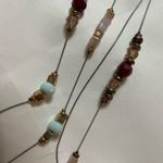 Van Heusen  Beaded 40” Long Layering Necklace Turquoise and Burgundy Stones Photo 4
