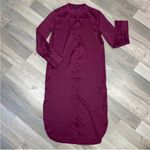 Banana Republic ‎ Satin Shirt Dress Long Sleeve Midi Burgundy XS Photo 14