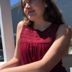 Old Navy ⭐️ Embroidered Dark Red Dressy Tank Top |  Photo 1