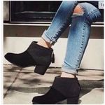 Toms ‎ Leila Wool Felt Ankle Booties Size 7.5 Boots Leather Suede Black & Gray Photo 0