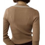 American Eagle AE Long-Sleeve Collared Polo Sweater Tan Sand NWT Medium Photo 3