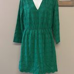 J.Crew Green Lined Eyelet Long Sleeve Dress- with Scalloped Details-Size 4-NEW Photo 3