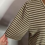 LOGO By Lori Goldstein lace trimmed linen blend striped t-shirt dress size M Photo 6