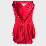 Red Lace Ruffle Mini Dress – Corset Backless Cami Dress (NWT, Size M) Size M Photo 5