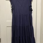 Entro  Women’s Size Large Navy Blue Lagenlook Tiered Modest Tent Cottagecore Farm Photo 1