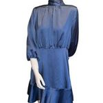VICI  Call me Angel textured blue satin mini dress in denim blue, Size M, Photo 0