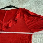 ✨ Beacon Apparel Women’s Red Orange Ruffle Top Medium Photo 8
