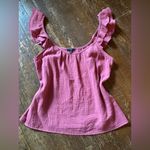 Drew  Pink Textured Ruffle Shoulder Tank Top Size MD Photo 0
