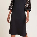 Ro & De Anthropologie Ariel Sequined Sleeve V-Neck Midi Dress Black Size XS Photo 0