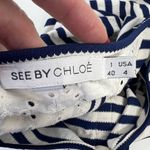 See By Chloe  Size 4 Shift Dress Striped Blue White Ruffle Front Nautical Women’s Photo 10