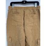 Nicole Miller  Linen Pant Women L Tan Cargo Crop Wide Leg Coastal Gorpcore Beach Photo 3