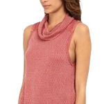 Free People We the XS Top Sleeveless Tank Cowl Neck Red White Knit Soft 1231 Photo 0