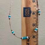 Vintage Southwestern Silver & Turquoise Tube Beads 12” Choker Necklace 4g Photo 6