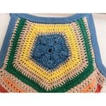 MOTHER The Cinch Candy Stripe Crochet Halter Crop Top Tie Back XS Festival Boho Photo 3