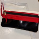 RED AND BLACK AND WHITE CLUTCH/WRISTLET SILVER HARDWARE BLACK PATENT LEATHER Photo 4