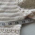 DKNY Women M Open Knit Cardigan Crochet Buttoned Sweater V-Neck 3/4 Sleeve Cream Photo 5