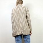 Anthropologie Staring at Stars Tan & White Herringbone Striped Open Face Waterfall Cardigan Photo 1