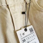 ZARA The 90s Full Length Raw Hem Side Slits Jeans in Cream, Size 6 Photo 12