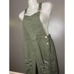 U2B Urban Basics Overalls Womens Medium Olive Green Distressed Bib Ripped Photo 4