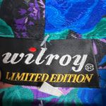 Vintage Wilroy Rare Purple Blue Floral Paisley Satin Long Sleeve Blouse Size 10 Photo 4