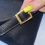 Prima by Phillippe Vintage Black Canvas and Leather Pull String Bucket Bag Photo 3