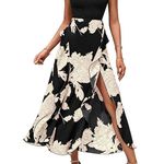 BTFBM 2025 floral white ruffle black and Cream Floral Maxi Dress Size M Photo 1