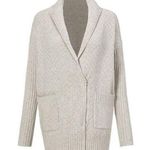 CAbi  Zip Cardigan Sweater Gray Textured Basketweave Ribbed Knit Size Large 4466 Photo 0