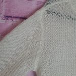 Bella Dahl  CREAM OPEN KNIT BELL SLEEVE TURTLENECK SWEATER KID MOHAIR WOOL MEDIUM Photo 3