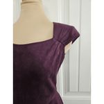 Calvin Klein Aubergine Faux Suede Sheath Dress Cap Sleeves Coin Zipper Sz 4 Photo 3