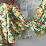 Mango Women’s Bright Floral Printed Knot Long Sleeve Crop Top Size Large Photo 9