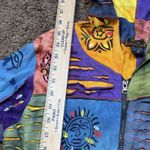 Rising International Hoodie Jacket Boho Patchwork Hippie Full zip up M Cotton Blue Size M Photo 11