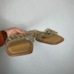 ZARA ‎ Studded Clear Strap Square Toe Tan Sandals Slides Size 39 Photo 3