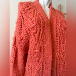 Anthropologie  Nuria Textured Chunky Cardigan Small Orange Coral Photo 4