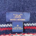 Brooks Brothers  Navy Red Christmas Fair-aisle 100% Wool Sweater Cardigan Women M Photo 3