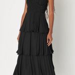 Lulus Black Ruffle Tiered Maxi Dress Large Photo 0