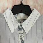 Clu Too White Striped Blue Bandana Paisley Mixed Media Printed Button Up Shirt Size M Photo 2