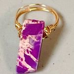 Handmade Gold Purple Agate Gemstone Crystal  Wire-Wrapped Band Ring Jewelry Size 7 💜✨ Photo 0