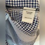 Skies Are Blue  Navy Blue and White Gingham Plaid  Button-Up Blouse Photo 5