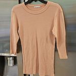 Michael Stars 💕💕 Dora 3/4 Sleeve Shine Tee Crew Neck Gild One Size NWOT Photo 2