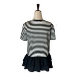 Kate Spade  Broome Street Shirt Women Small Black White Striped Ruffle Peplum Top Photo 2